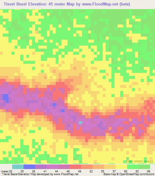 Tievel Bezel,Senegal Elevation Map