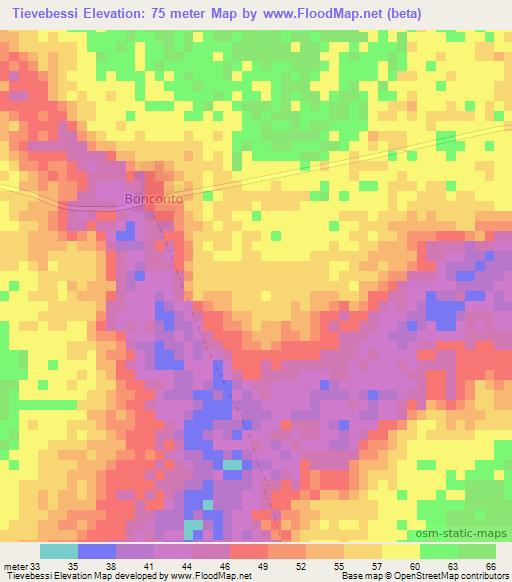 Tievebessi,Senegal Elevation Map