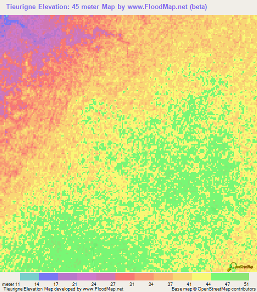 Tieurigne,Senegal Elevation Map