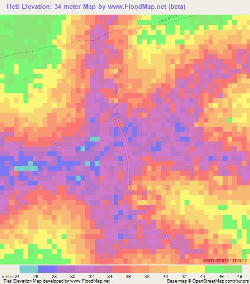 Tieti,Senegal Elevation Map