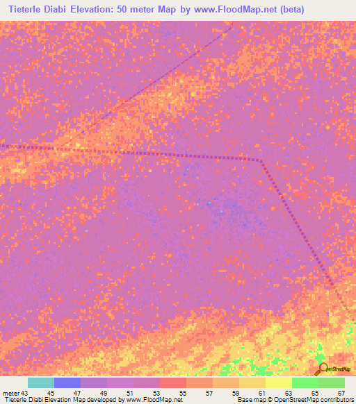 Tieterle Diabi,Senegal Elevation Map
