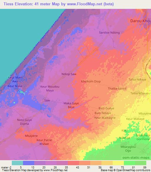 Tiess,Senegal Elevation Map