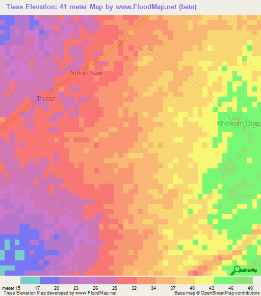 Tiess,Senegal Elevation Map
