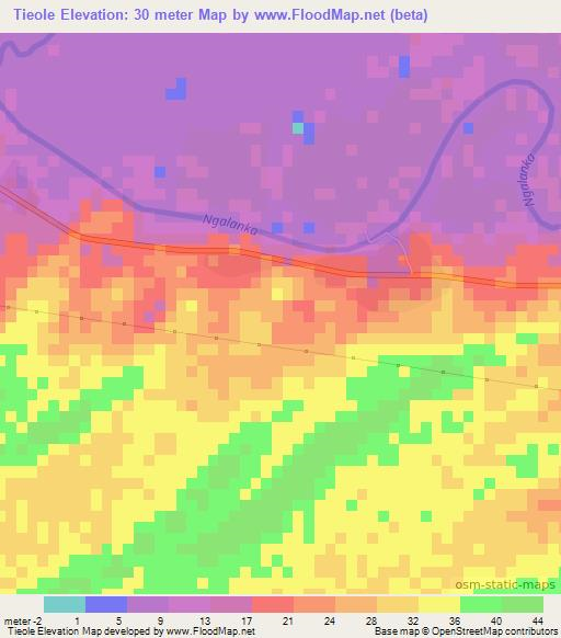 Tieole,Senegal Elevation Map