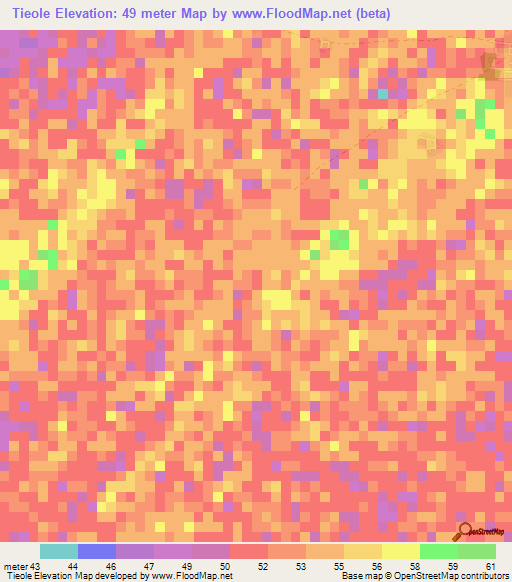 Tieole,Senegal Elevation Map