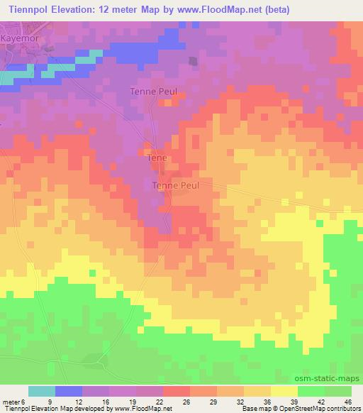 Tiennpol,Senegal Elevation Map