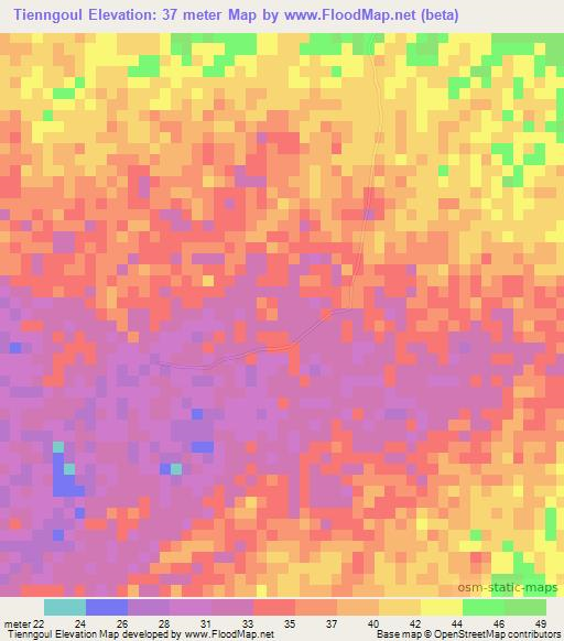 Tienngoul,Senegal Elevation Map