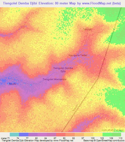 Tiengolel Demba Djibi,Senegal Elevation Map