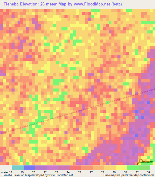 Tieneba,Senegal Elevation Map