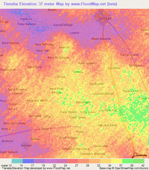 Tieneba,Senegal Elevation Map