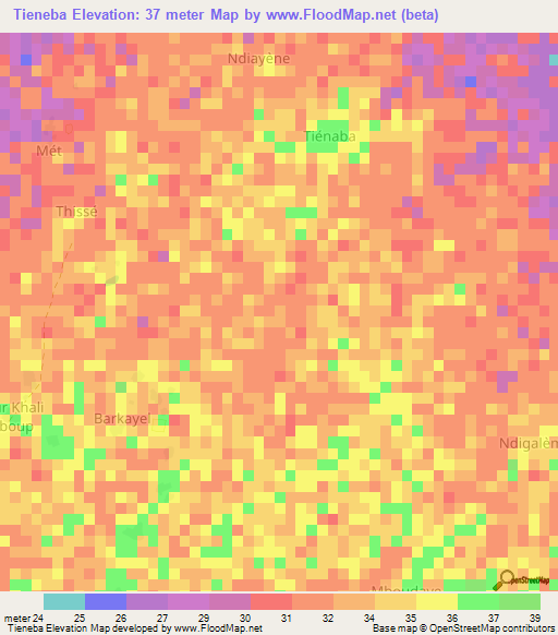Tieneba,Senegal Elevation Map