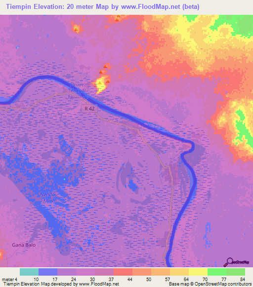 Tiempin,Senegal Elevation Map
