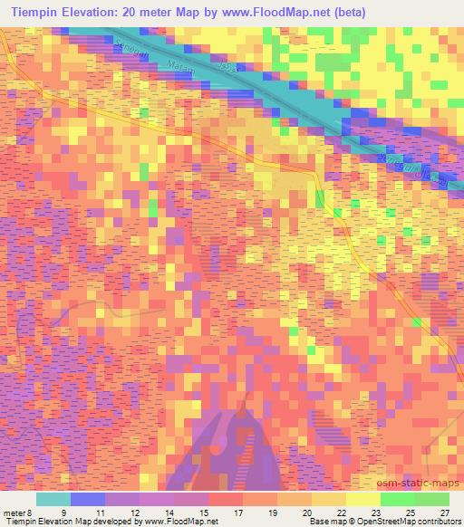Tiempin,Senegal Elevation Map