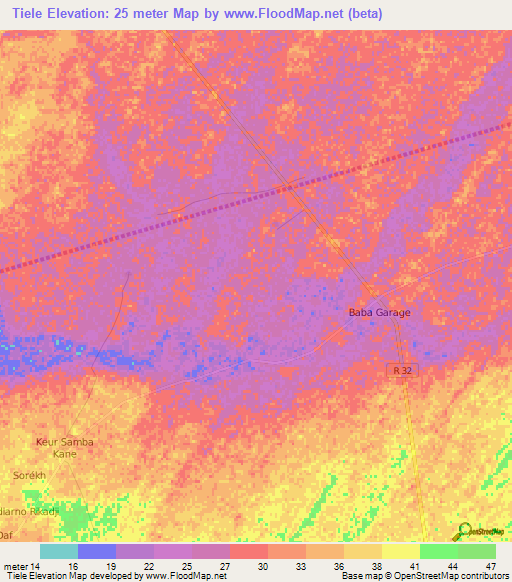 Tiele,Senegal Elevation Map