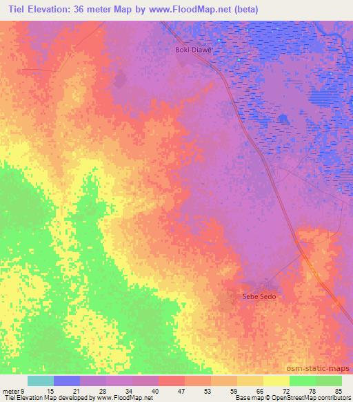 Tiel,Senegal Elevation Map