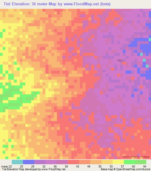 Tiel,Senegal Elevation Map
