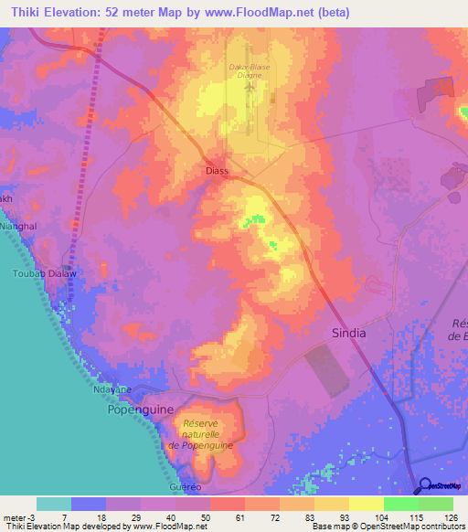 Thiki,Senegal Elevation Map
