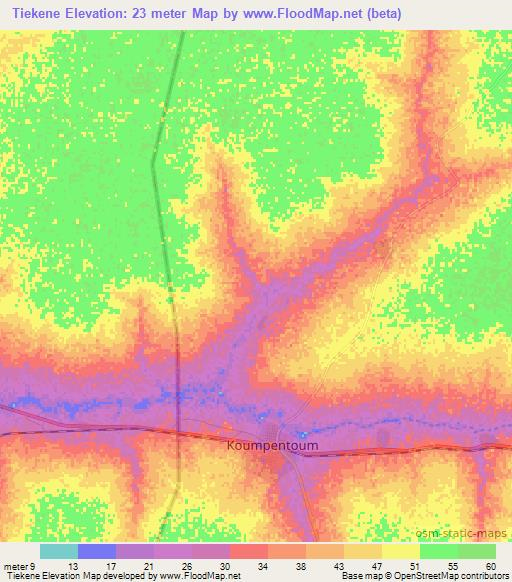 Tiekene,Senegal Elevation Map