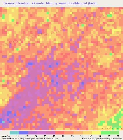 Tiekane,Senegal Elevation Map