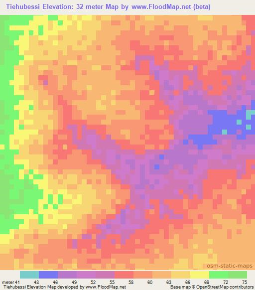 Tiehubessi,Senegal Elevation Map