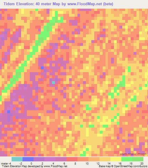 Tidem,Senegal Elevation Map