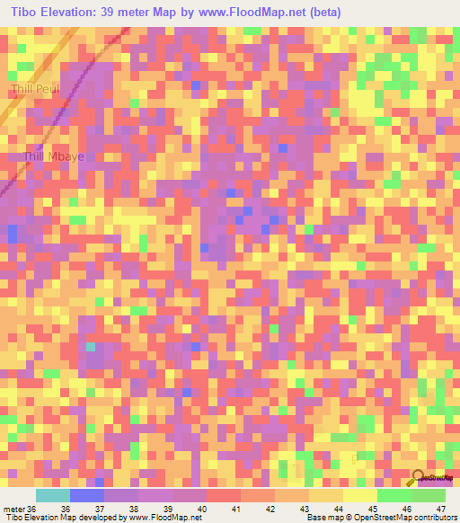 Tibo,Senegal Elevation Map