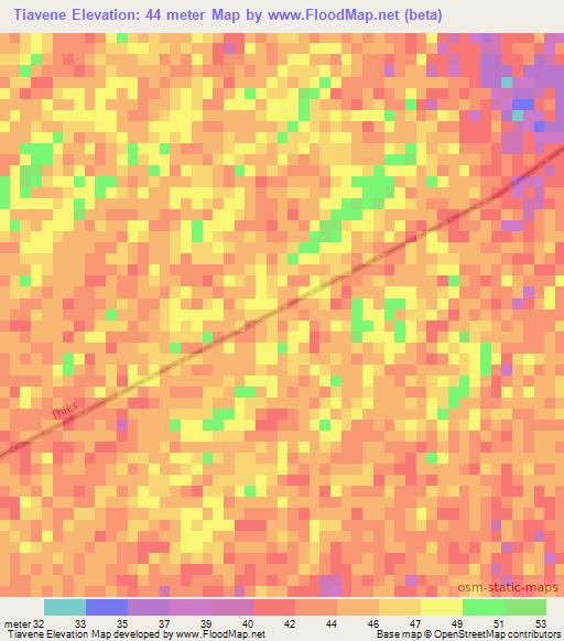 Tiavene,Senegal Elevation Map
