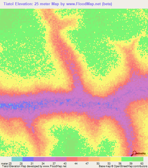 Tiatol,Senegal Elevation Map