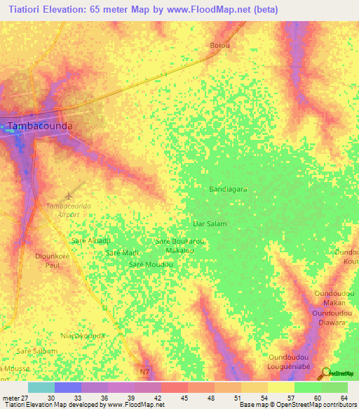Tiatiori,Senegal Elevation Map