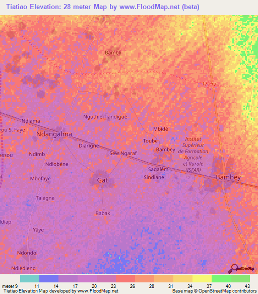 Tiatiao,Senegal Elevation Map