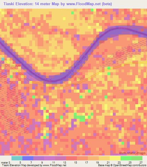 Tiaski,Senegal Elevation Map
