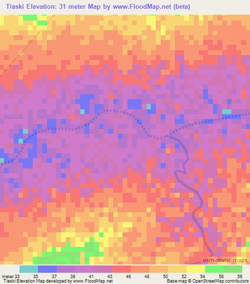 Tiaski,Senegal Elevation Map