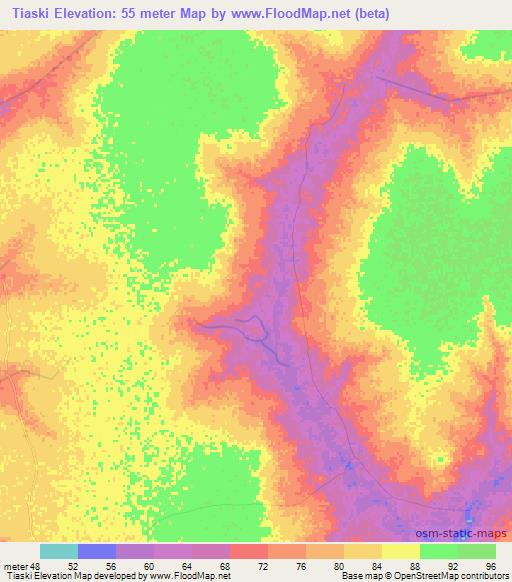 Tiaski,Senegal Elevation Map