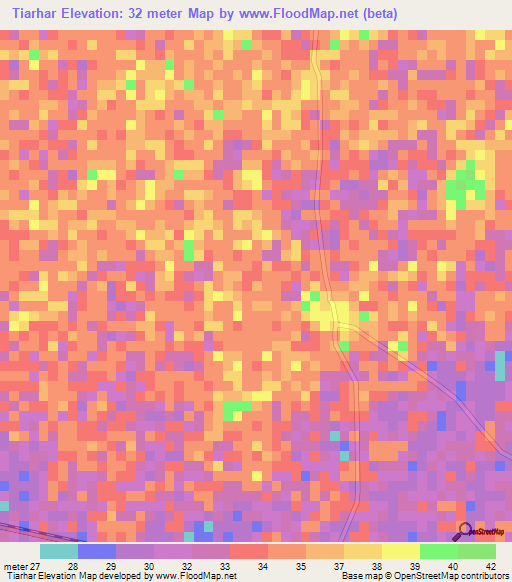 Tiarhar,Senegal Elevation Map