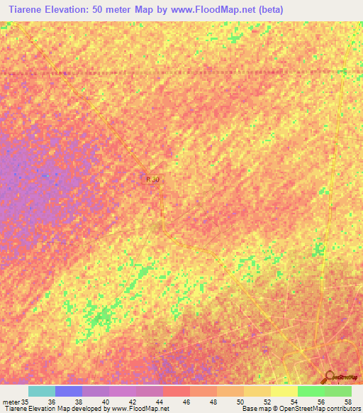 Tiarene,Senegal Elevation Map