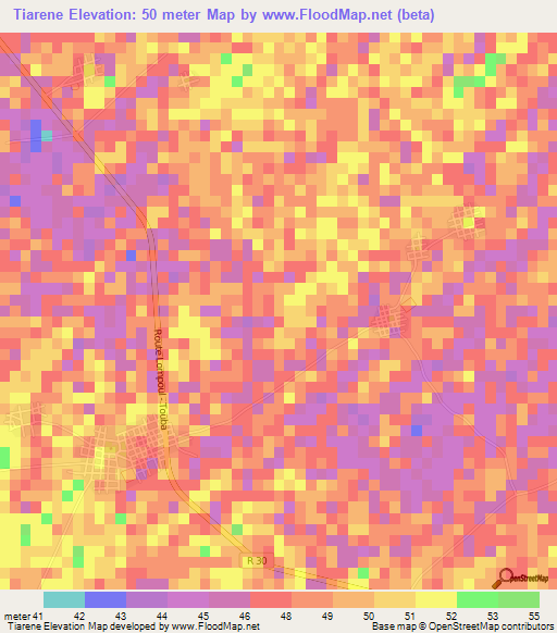 Tiarene,Senegal Elevation Map