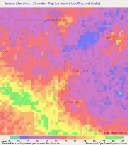 Tiarene,Senegal Elevation Map