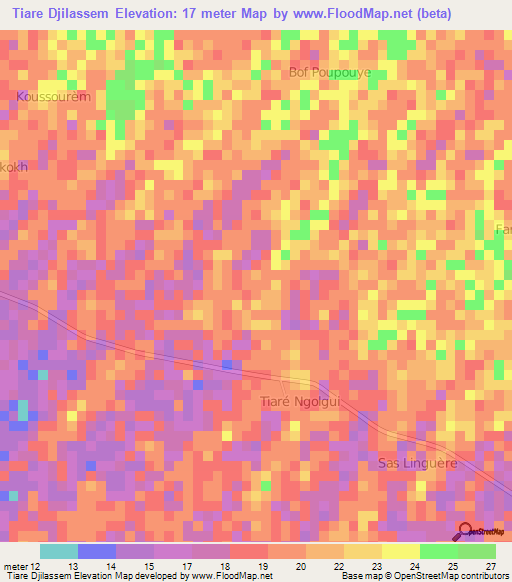 Tiare Djilassem,Senegal Elevation Map