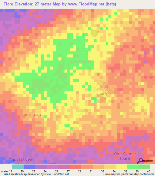 Tiare,Senegal Elevation Map