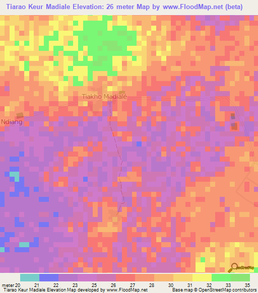 Tiarao Keur Madiale,Senegal Elevation Map