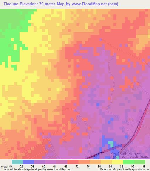Tiaoune,Senegal Elevation Map