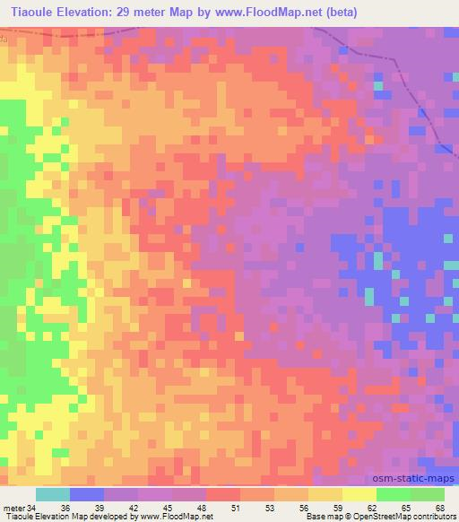 Tiaoule,Senegal Elevation Map