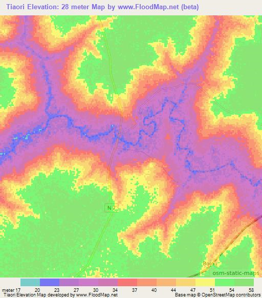 Tiaori,Senegal Elevation Map