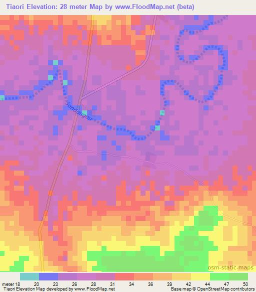 Tiaori,Senegal Elevation Map