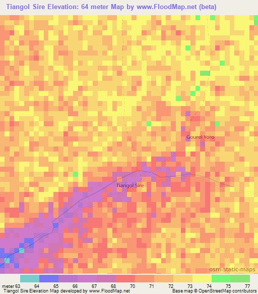 Tiangol Sire,Senegal Elevation Map