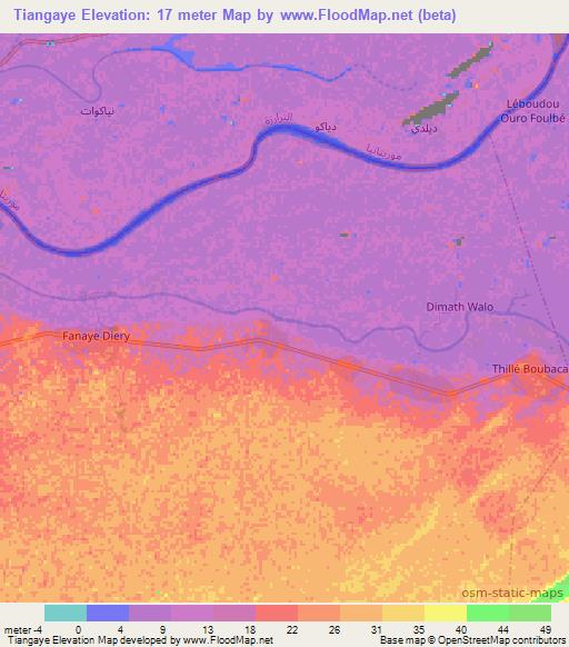 Tiangaye,Senegal Elevation Map