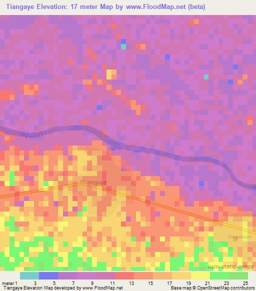 Tiangaye,Senegal Elevation Map