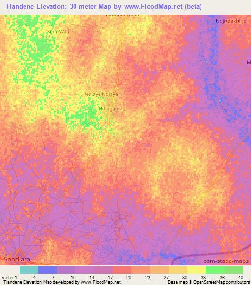 Tiandene,Senegal Elevation Map