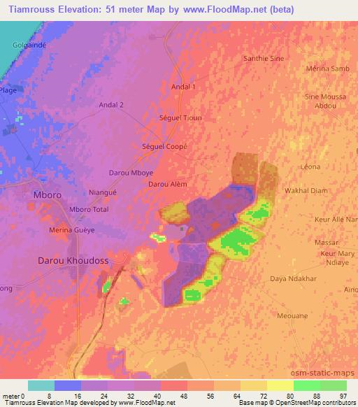 Tiamrouss,Senegal Elevation Map