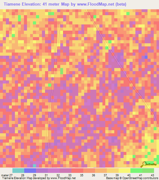 Tiamene,Senegal Elevation Map